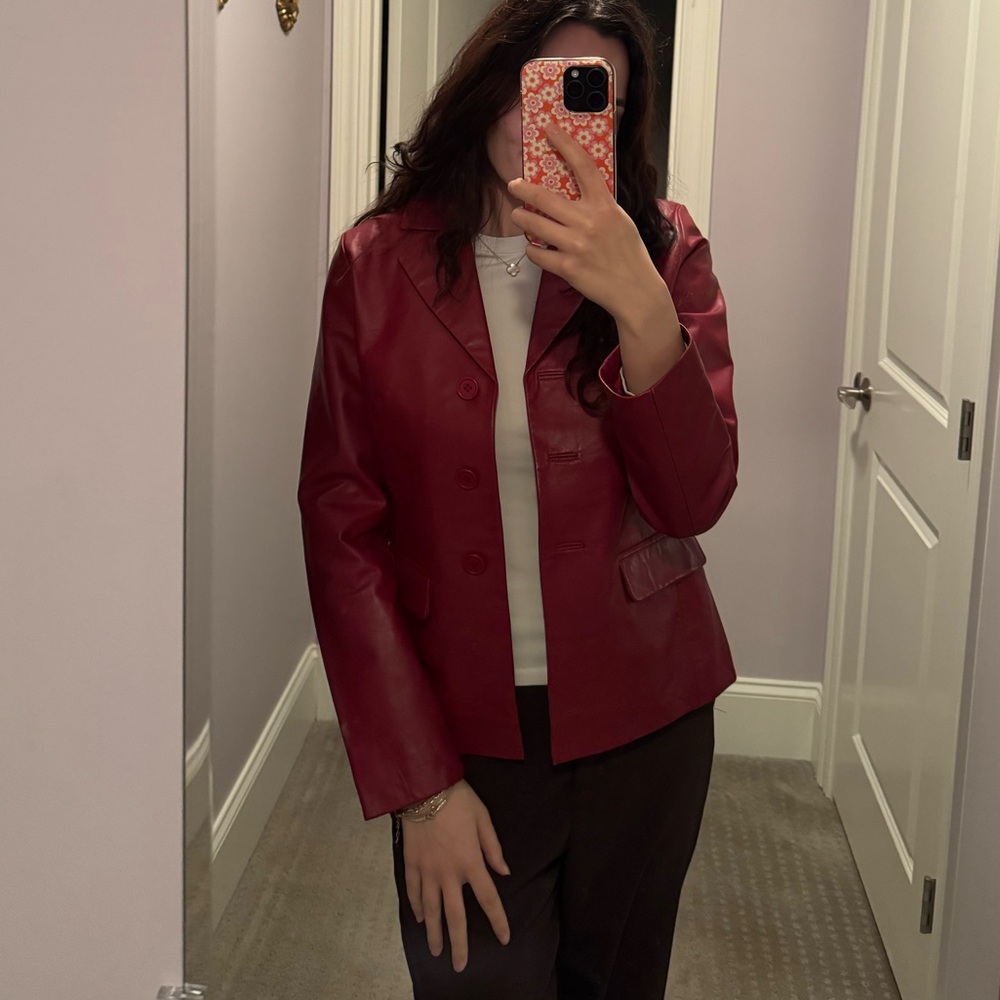 Maroon Leather Jacket/Blazer